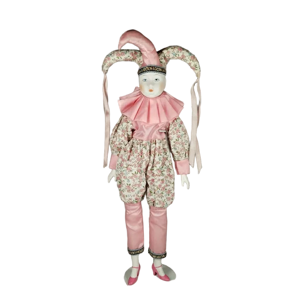 18" Pink Floral Jester Harlequin Redress-able
