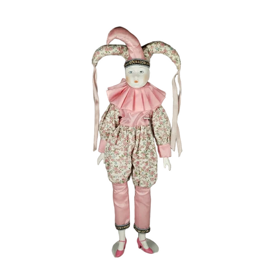 18" Pink Floral Jester Harlequin Redress-able