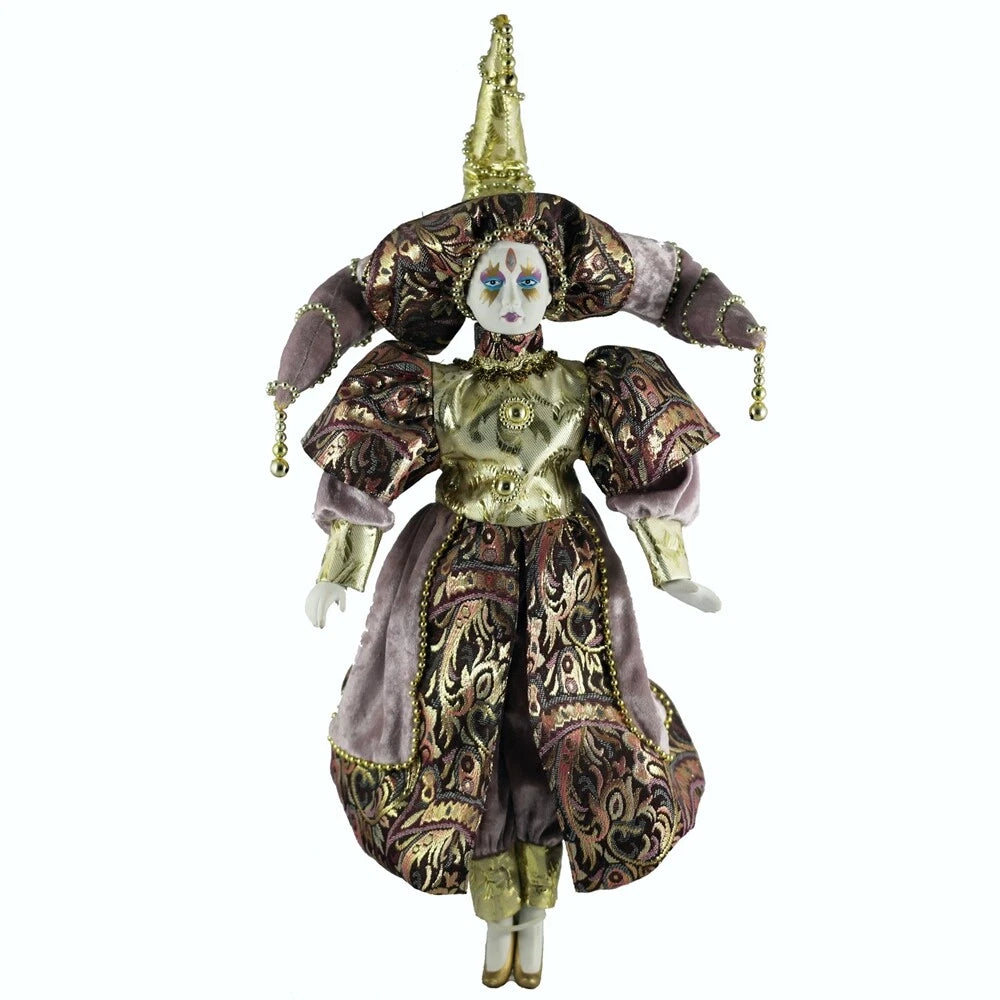 18" Porcelain Harlequin in Metallic Gold and Purple