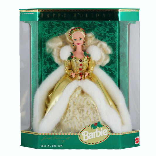 Mattel Barbie 1994 Happy Holiday Barbie doll NRFB SIGNED by designer Janet Goldblatt