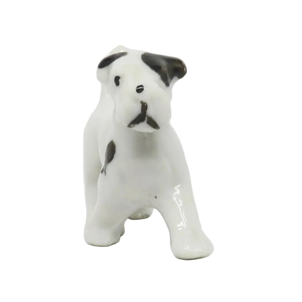 Antique Ceramic White Dog Japan 1.5" x 1.75"