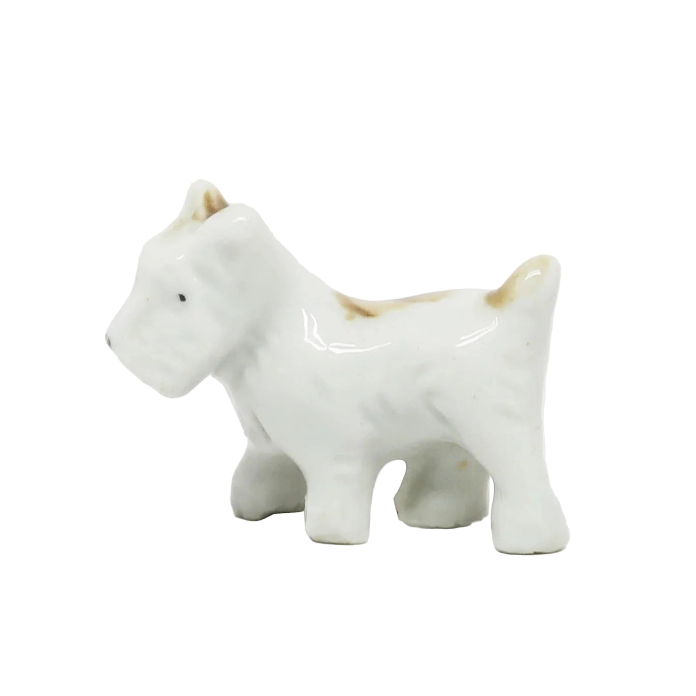 Vintage Ceramic 1.5" x 2" White Terrier Dog