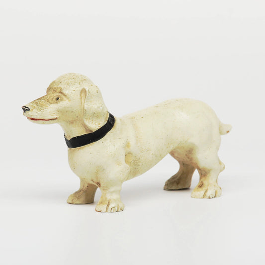 Vintage Syroco-like Wood White Dachshund 2.25" x 4.5"