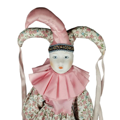 18" Pink Floral Jester Harlequin Redress-able