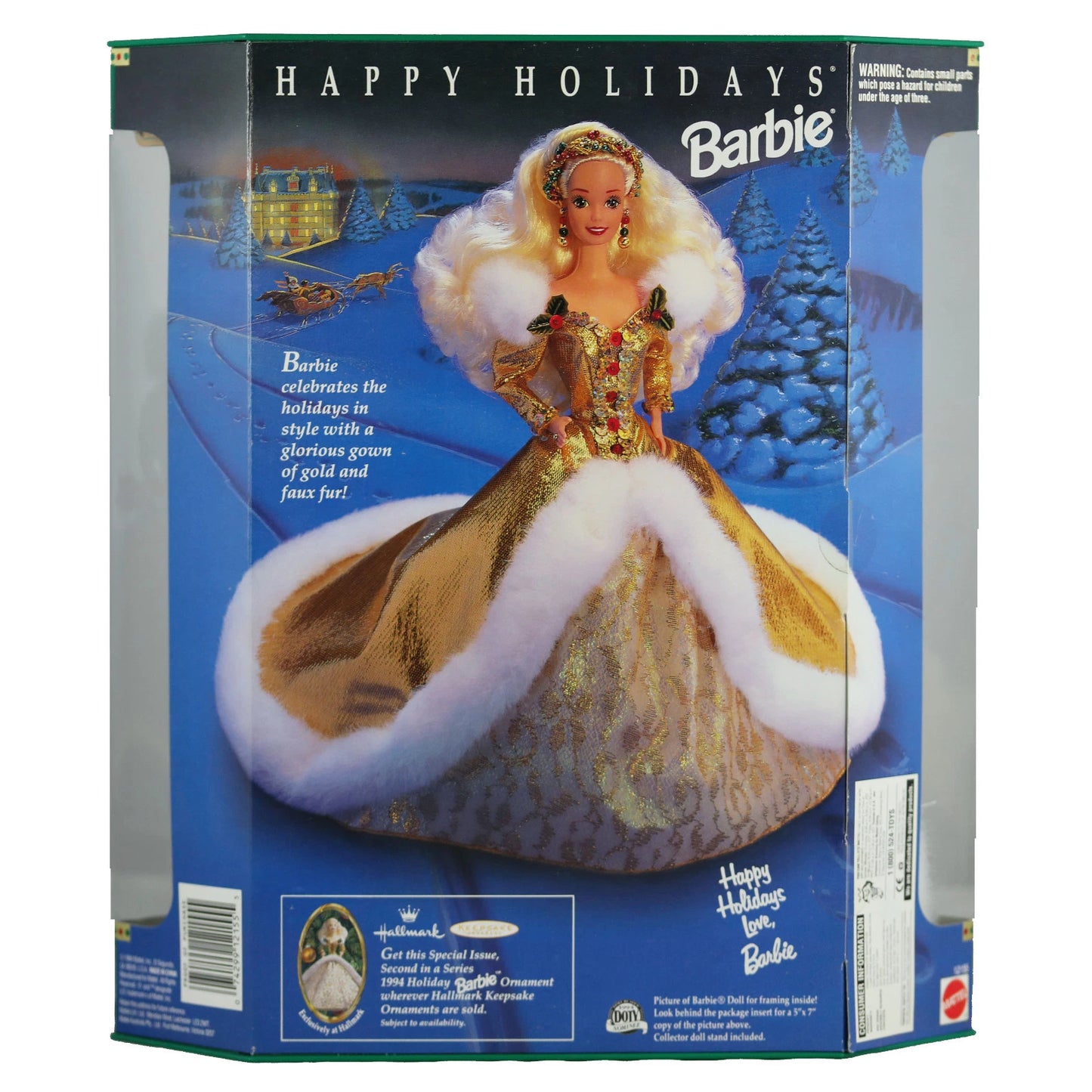 Mattel Barbie 1994 Happy Holiday Barbie doll NRFB SIGNED by designer Janet Goldblatt