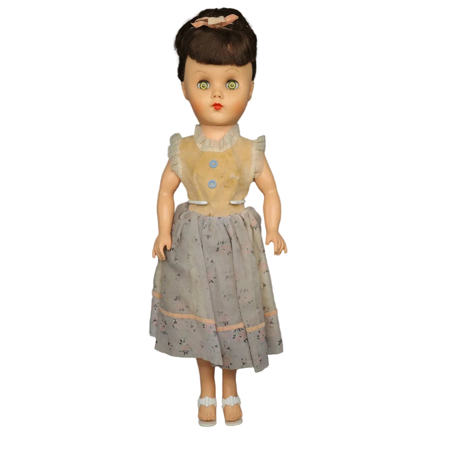 Unmarked 1960s 17" Vinyl  Brunette Teen Fashion doll
