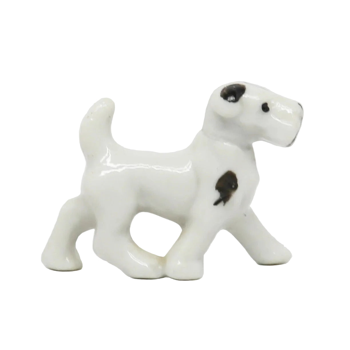 Antique Ceramic White Dog Japan 1.5" x 1.75"