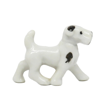 Antique Ceramic White Dog Japan 1.5" x 1.75"