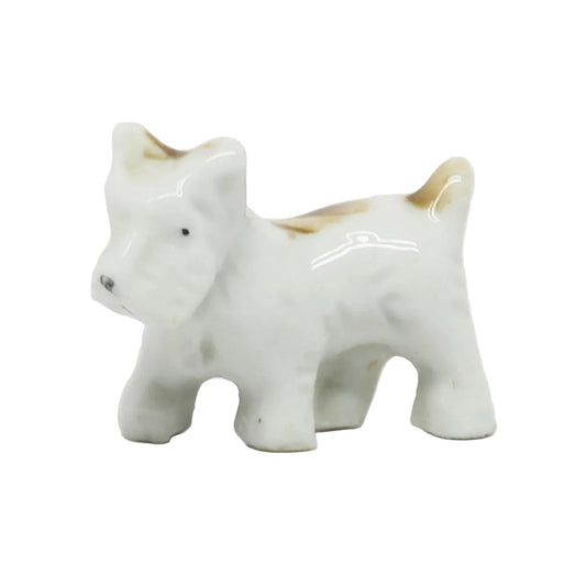 Vintage Ceramic 1.5" x 2" White Terrier Dog