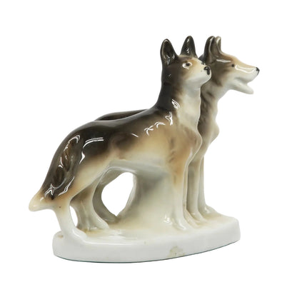 Murayami Toki 1920s Ceramic Wolves Japan 4.25 x 5.25"