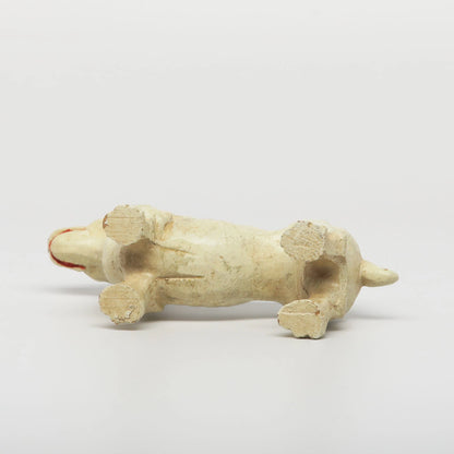 Vintage Syroco-like Wood White Dachshund 2.25" x 4.5"