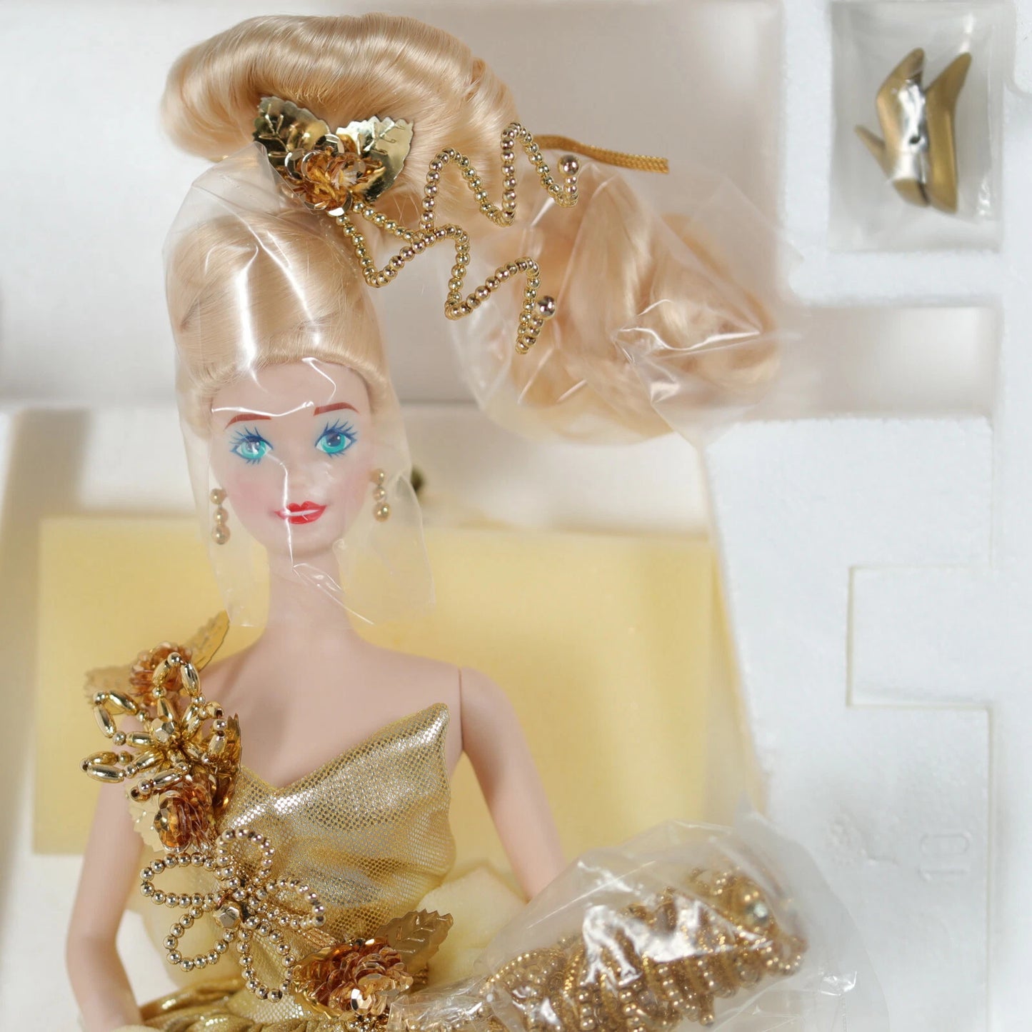 Mattel Barbie 1993 Golden Sensation Barbie porcelain doll SIGNED by designer Janet Goldblatt