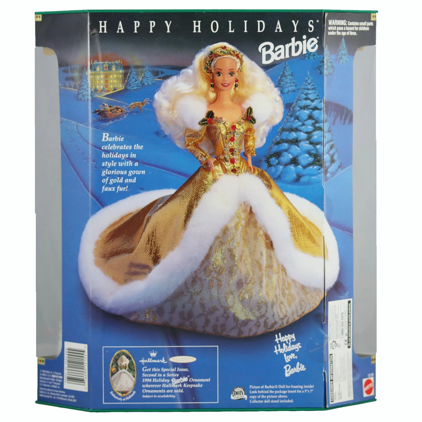 Mattel Barbie 1994 Happy Holiday Barbie doll NRFB SIGNED by designer Janet Goldblatt